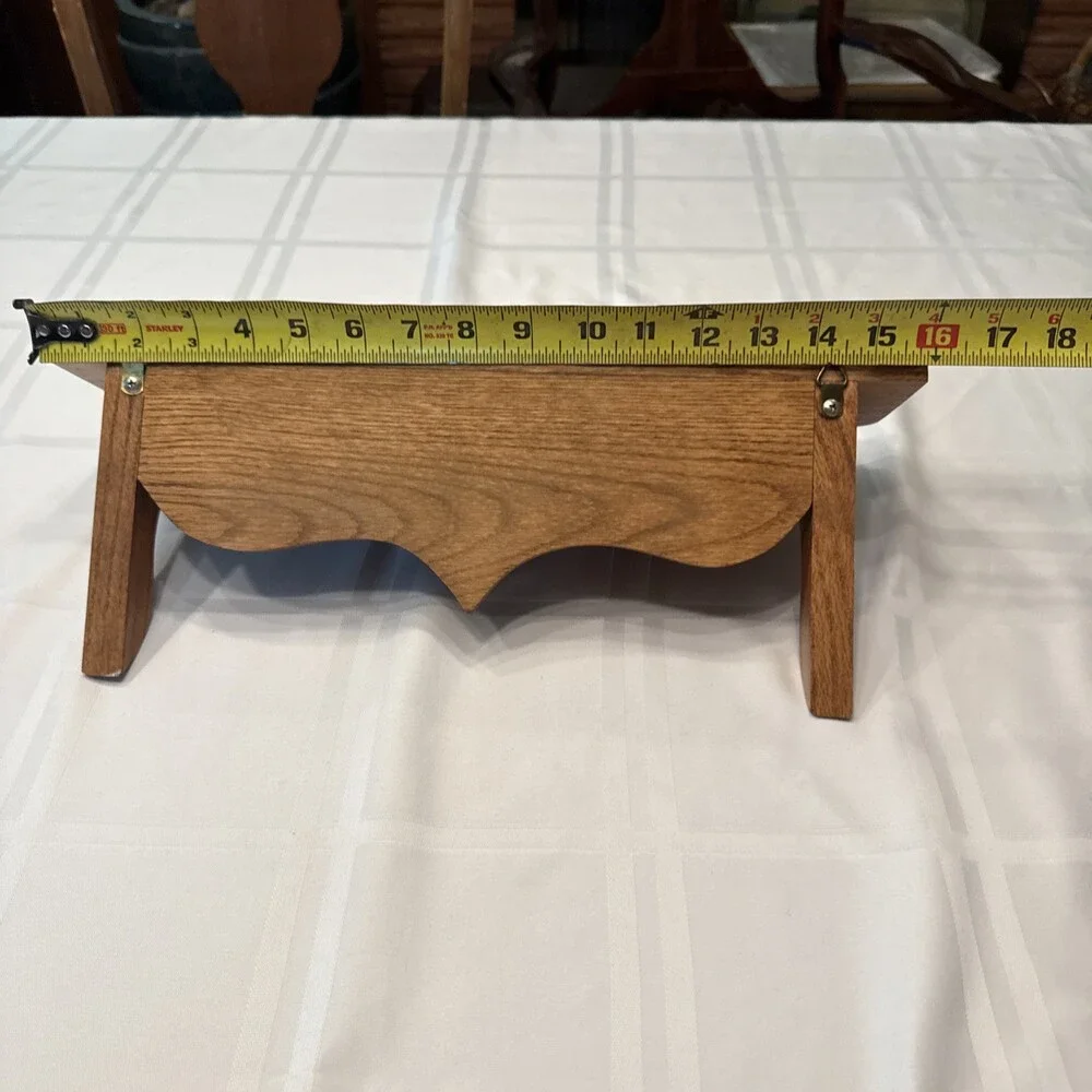 Vintage Solid Oak Hanging Wall Shelf Carved Floral Scroll Appliqué 16” Farmhouse